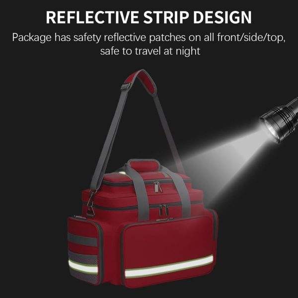 Professional First Aid Bag with Reflective Strips Large Capacity - Image 7
