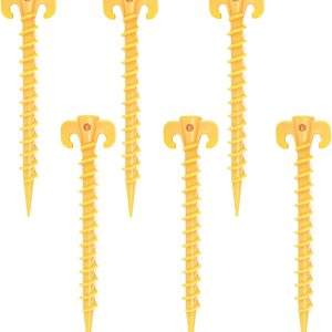 6 Heavy-Duty Plastic Camping Tent Spiral Pegs (Pack of 6)