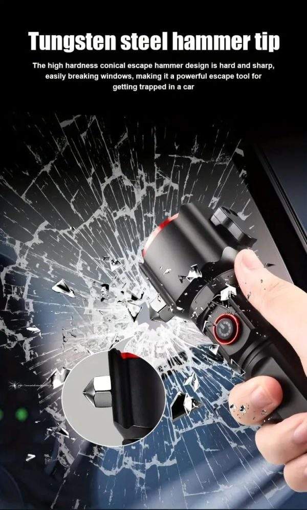 Emergency flashlight, power bank, glass breaker and belt cutter - Image 2