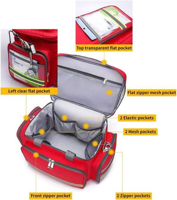 Professional First Aid Bag with Reflective Strips Large Capacity - Image 5