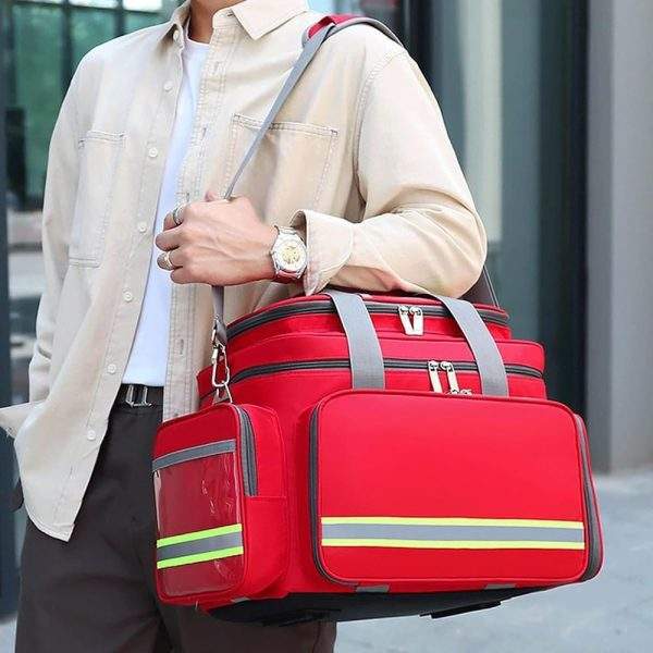 Professional First Aid Bag with Reflective Strips Large Capacity - Image 2