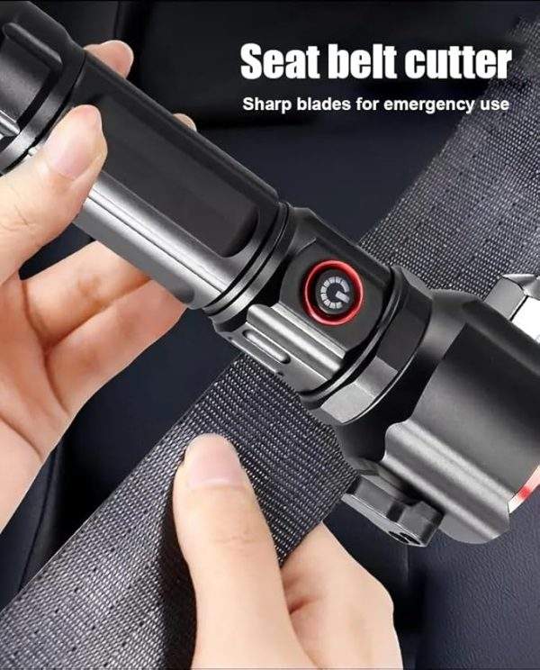 Emergency flashlight, power bank, glass breaker and belt cutter - Image 3