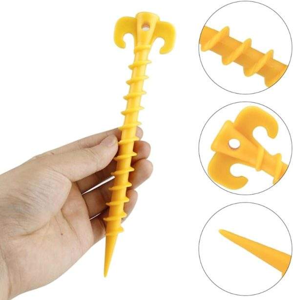 6 Heavy-Duty Plastic Camping Tent Spiral Pegs (Pack of 6) - Image 3