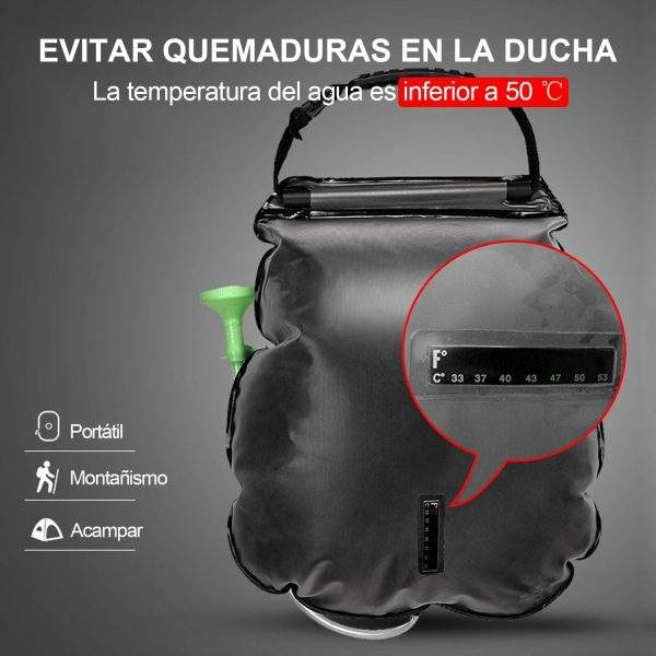Shower Bag Camping Portable 5 Gallon/20L Solar Quick Heating - Image 6
