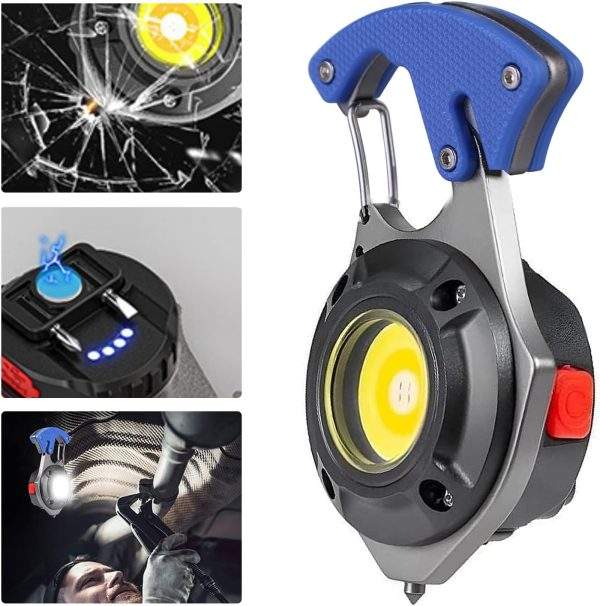 LED Keychain Flashlight: 7 Light Modes, Safety Cutter, Glass Hammer - Image 2