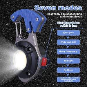 LED Keychain Flashlight: 7 Light Modes, Safety Cutter, Glass Hammer