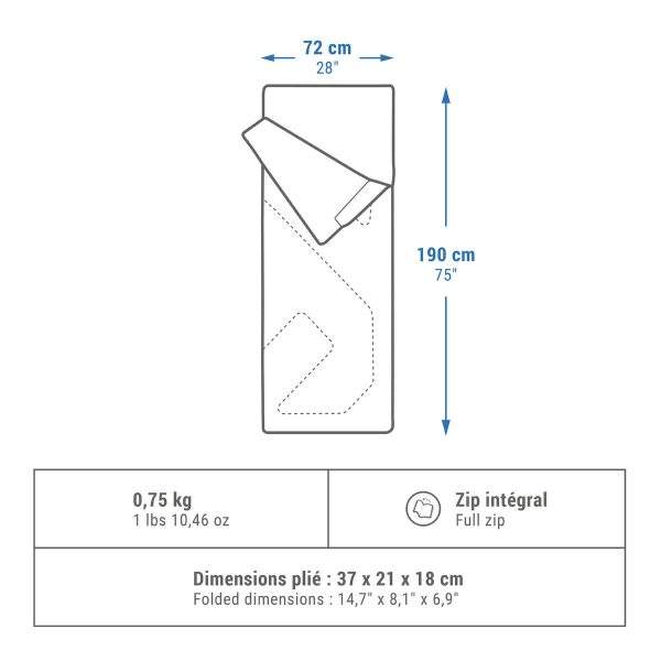 Branded Decathlon QUECHUA® Sleeping Bag Camping Arpenaz 20° - Image 5