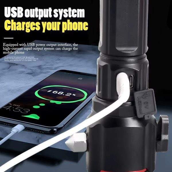 Emergency flashlight, power bank, glass breaker and belt cutter - Image 4